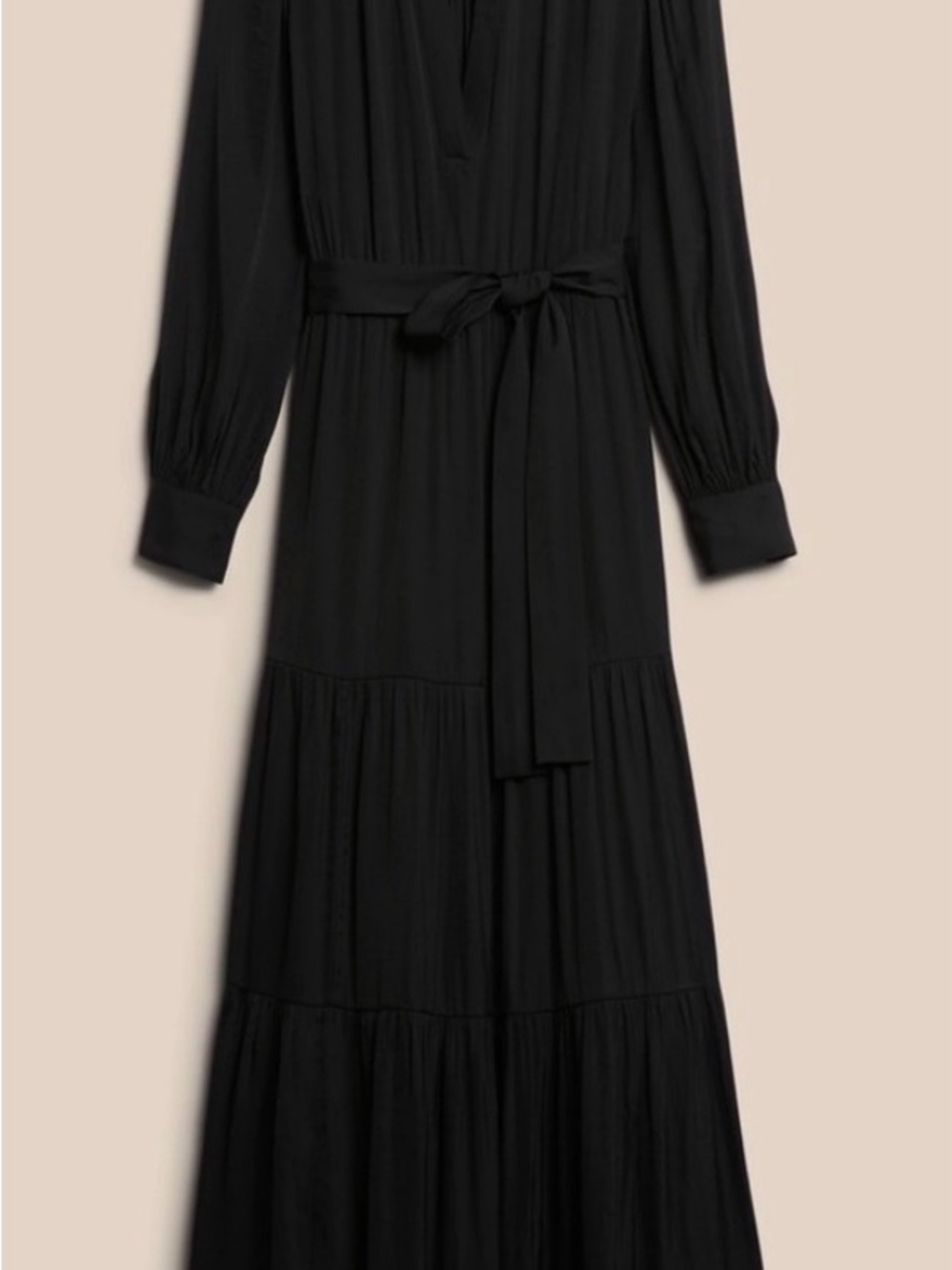 Banana Republic Satin Black Maxi Dress with Long Sleeves - Picture 4 of 6